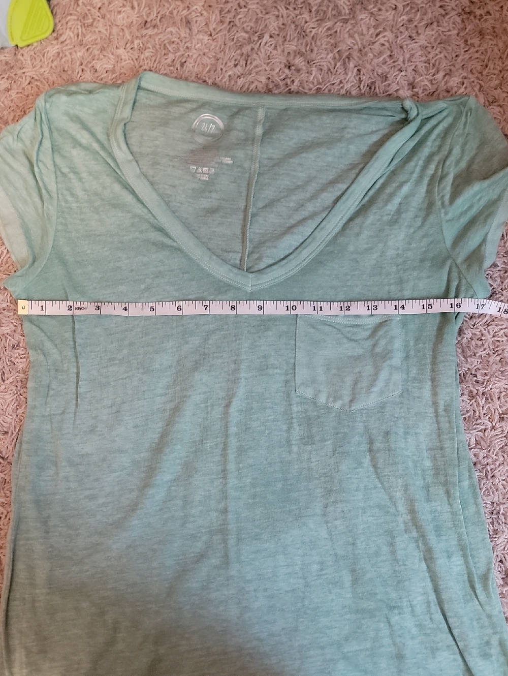 Light Green V-Neck Pocket Tee - Women - Picture 4 of 5